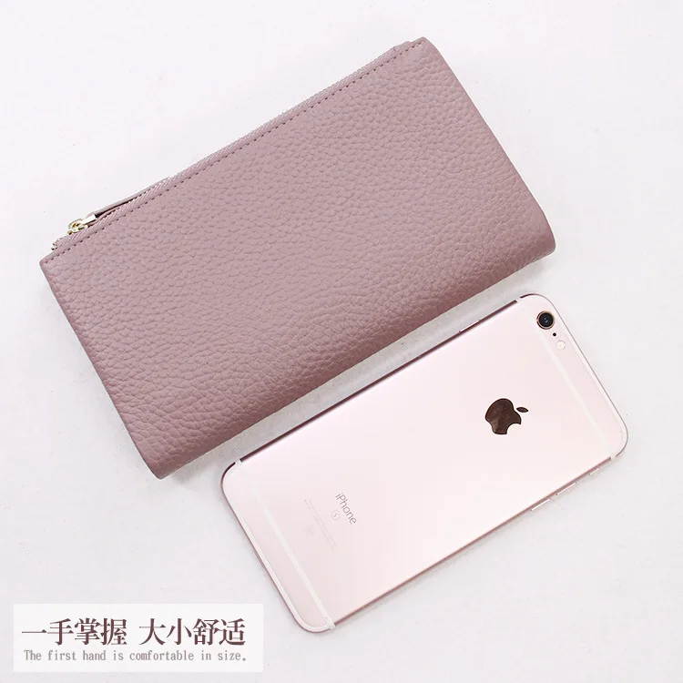 

2018 Hot Selling Korean-style Zipper Wallet Embossed Leather Genuine Leather Mid-length Wallet Multi-functional Women's Handbag