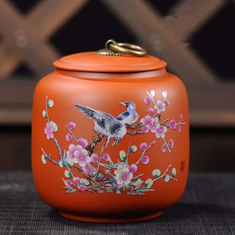 xiashangmeishao Банка для чая, банка для чая, кофе, сахарный бак, банки для хранения трав, фиолетовая глина, коробка для чая, орехи, коробка для чая, влагостойкий бак - Цвет: xiashangmeishao