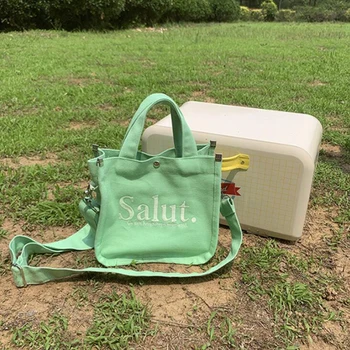 

Women Portable Shopping Bag Fashion Casual Letter Totes Canvas Totes Beach Bag Female Reusable Foldable Shopping Bags