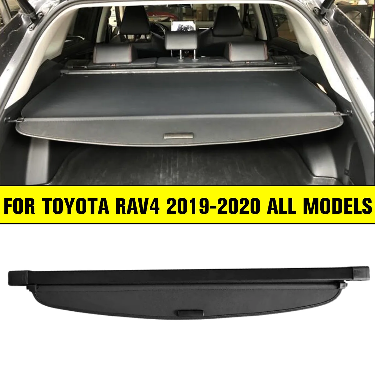 

Black Car Trunk Cargo Cover Luggage Parcel Shelf Shade Shield for Toyota Rav4 Retractable 2019-2020 Car Styling Rear Load Cover
