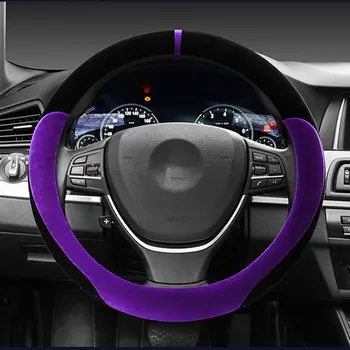 

New Fashion Car Steering Wheel Cover Fluffy Soft Winter Short Plush Car For Braid Steering Wheel Case Warm