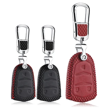 

luckeasy Leather Key Cover For Cadillac ATSL 2014-2017 SLS CTS XTS 2015 2016 SRX 2013 2014 3 button Remote Control case G3