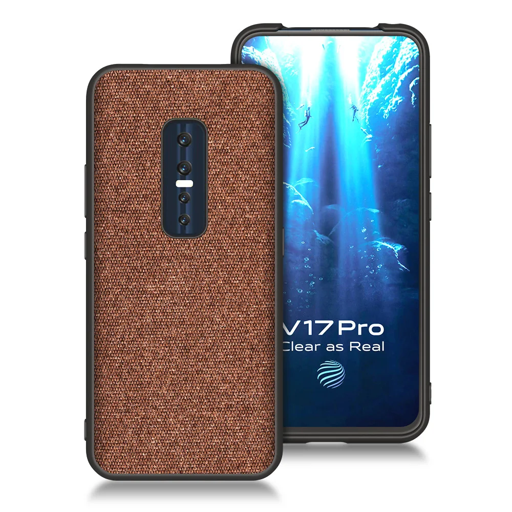 Роскошный тканевый чехол для телефона vivo V17 pro, тонкий мягкий ТПУ чехол для задней панели vivo v15 x27 pro Coque - Цвет: coffee