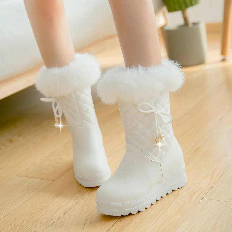

Winter Keep Warm Woman Boots Bow Waterproof Platform Boots Boot Cotton Boots
