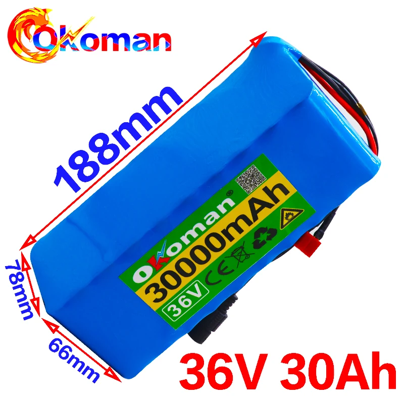Оригинальный 36В аккумулятор 10S4P 30Ah 18650 500 Вт 42В 30000 мАч для электровелосипеда с