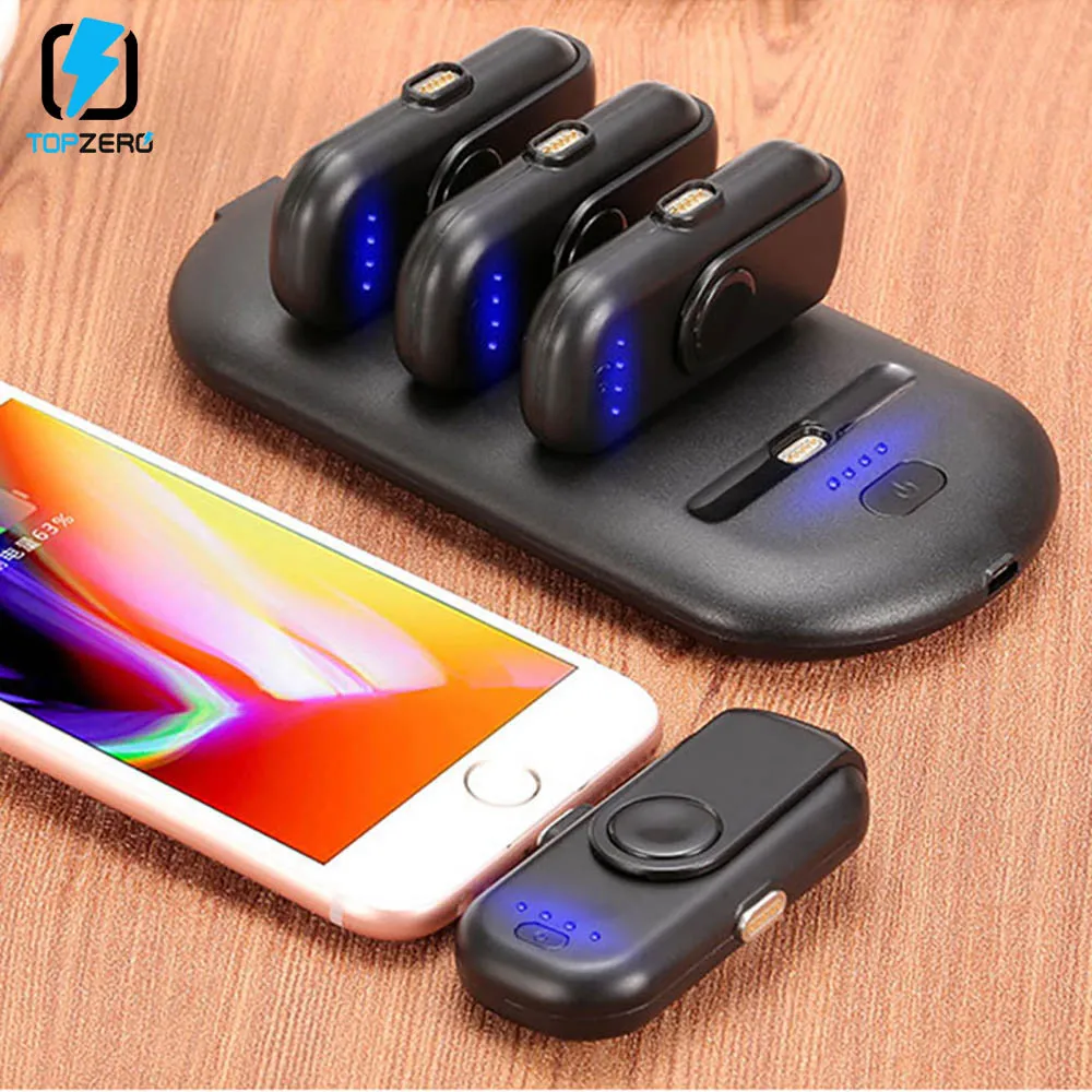 

4PCS Magnetic Mini Power Bank Micro Type C Charging Powerbank Portable External Battery Charger Smartphone For Samsung iPhone
