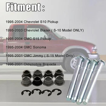

Auto Door Hinge Pins Steel Bushings For Chevy S10 GMC S15 1994-2004 Silver Car