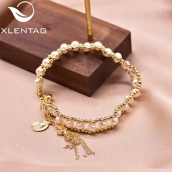 

XlentAg Boho Metal Ball Natural Pearls Couple Love Bracelets For Women Anime Baby Wedding Friendship Gifts Luxury Jewelry GB0211