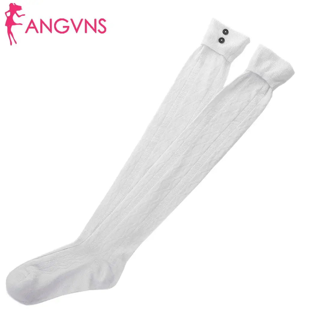 Для женщин Повседневное Ткань Кнопка эластичные сапоги до колена гольфы