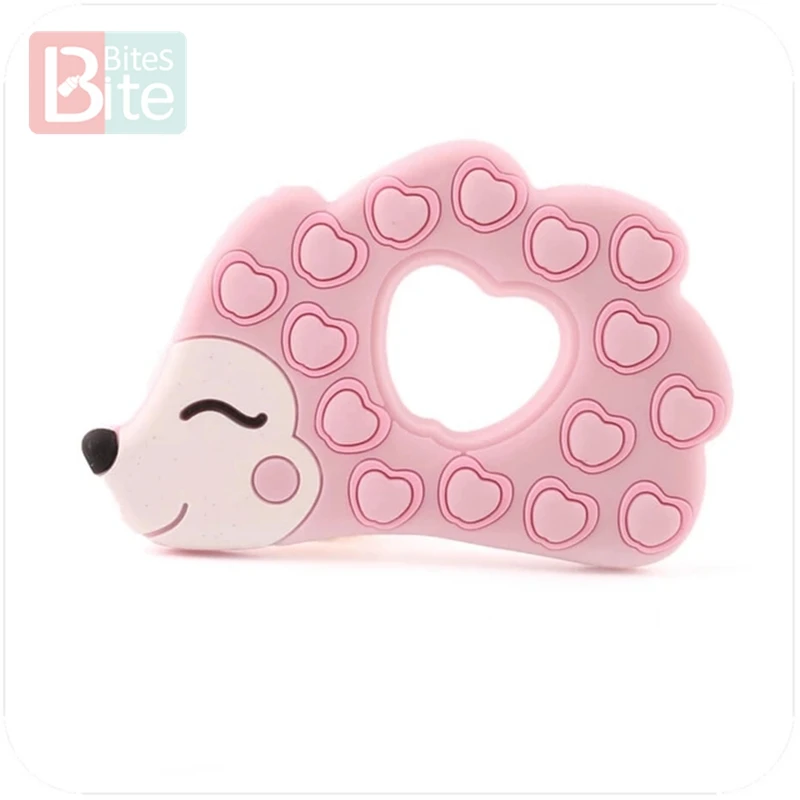 pink hedgehog Укусы 1 шт. Детские трофеи силиконовые большеглазая кошка BPA бесплатно Прорезыватель аксессуары еда класса Ежик цепочка для прорезывания зубов подвески - Цвет: pink hedgehog