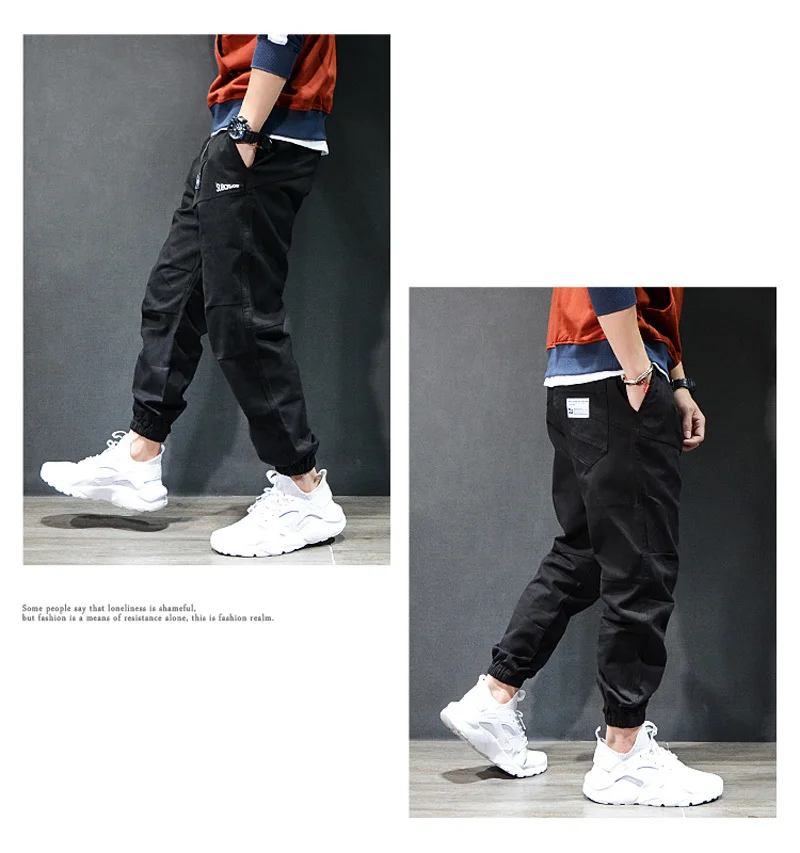 Модные уличные мужские джинсы повседневные для отдыха Jogger брюки, расцветка черная и хаки винтажные классические брюки карго мужские хип хоп джинсы Homme