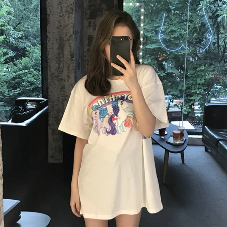 

Short Sleeve Nightgown Women's Summer Nightgown Rainbow Horse M-XXL (8.5 Yuan) 2019 New Style