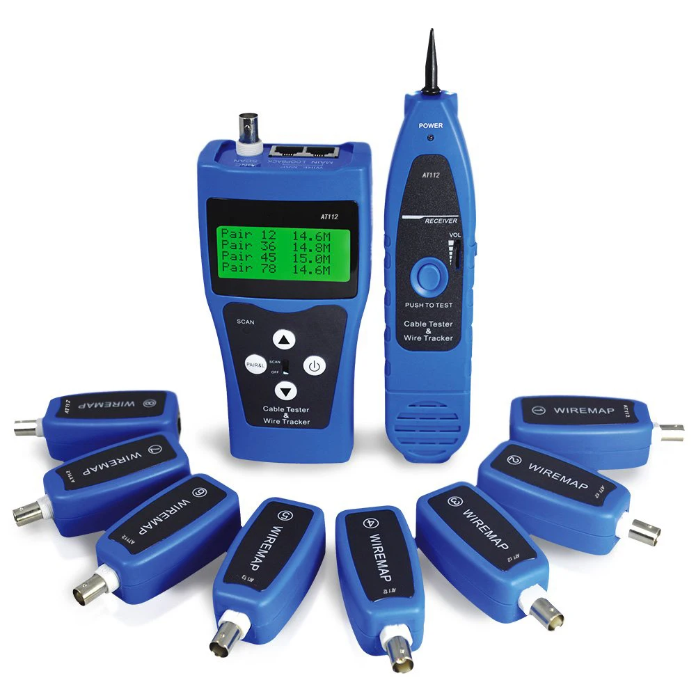 

KOLSOL AT112 Network Ethernet LAN Phone Wire Tester USB Coaxial Cable With 8 Far-end Jacks BNC RJ45 RJ11 Line Finder