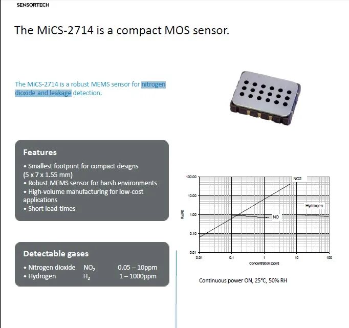 SGX( E2V) MEMS датчик газа NO2 H2 O3 датчик MiCS-2714