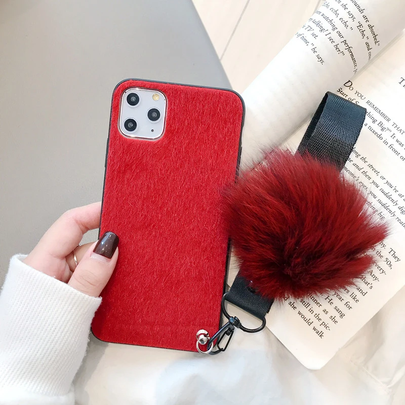 Зимний меховой чехол для Xiaomi redmi Note 7 8 6 Pro Redmi 7A K20 Mi A2 Lite 9 SE 9T с меховым помпоном и
