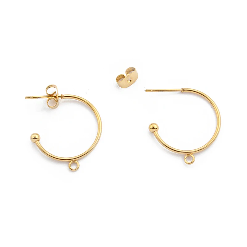 6 шт., нержавеющая сталь, золото/серебро, 20 мм, 25 мм, круглые серьги, петли, серьги-гвоздики, сделай сам, фурнитура для изготовления ювелирных изделий, аксессуары