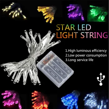 

10/20/40/50/100 AA Battery/USB Operated LED String Lights for Xmas Party Wedding Decoration Christmas Flasher Fairy