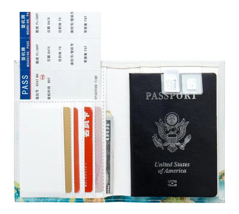 Mcneely City Plane Multifunctional Passport Holder Soft PU Leather Passport Cover With Credit Card holder for All countries
