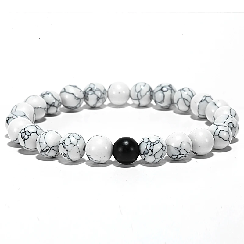 Женский браслет для пары браслеты из натурального камня Инь Ян черный белый
