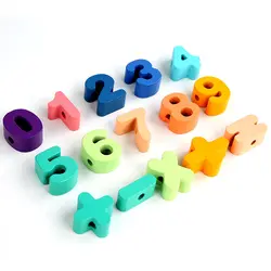 Juego de cuerda para enhebrar con cuentas Montessori para niños, juego de cuerda con diseño de animales de dibujos animados, bloques de madera, juguete de entrenamiento para niños