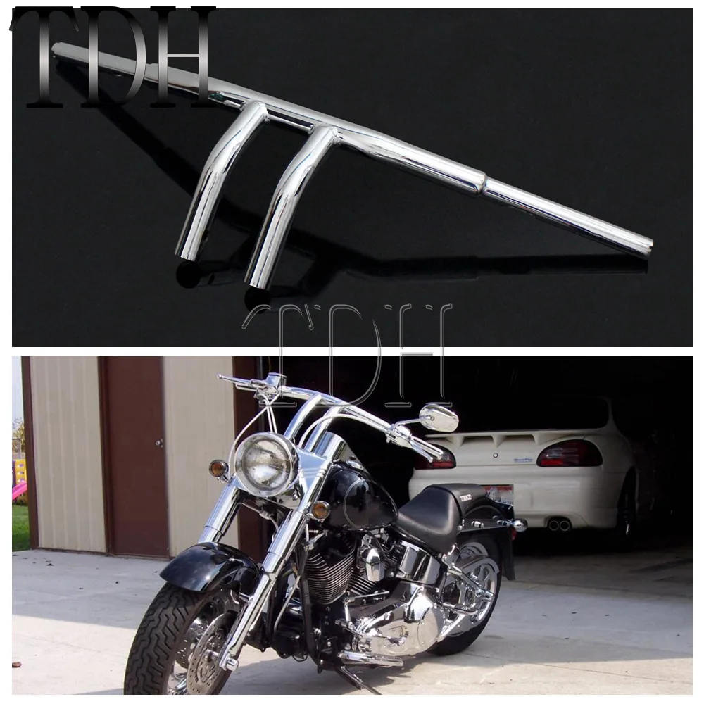 1 1/4 &quotХромированный мотоциклетный руль 8&quot Rise T Bar Fat для Harley Chopper Cafe Racer Sportster Touring
