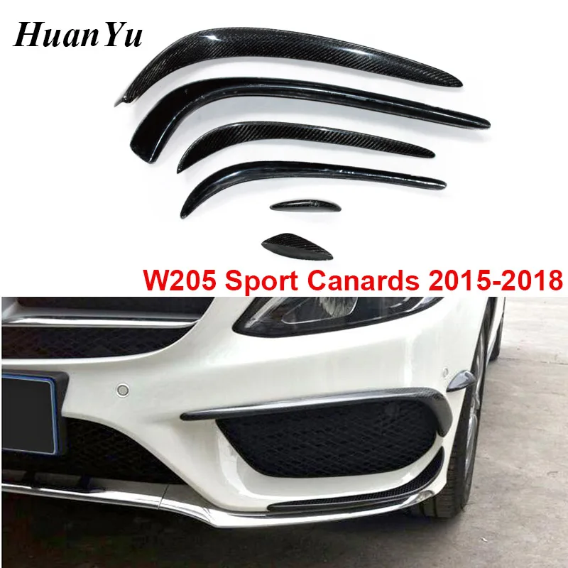 

W205 Carbon Fiber Front Bumper Flaps Splitter for Mercedes-benz C Class Sport Edition AMG Package Canards 2015-2018 C180 C200