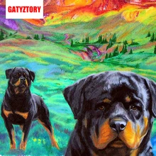 GATYZTORY 5D алмазная живопись Полная площадь DIY домашний декор мозаика Стразы Картина на холсте с логотипом на заказ настенные черные собаки мультфильм