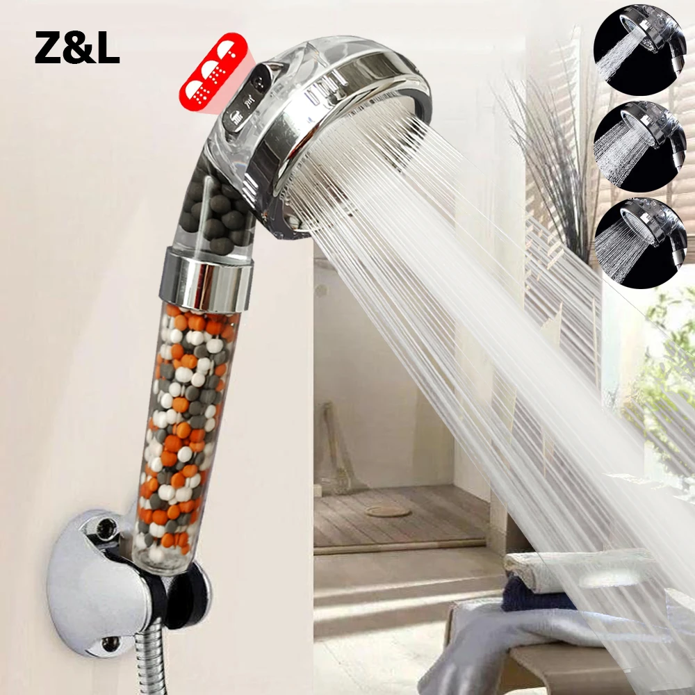 Z & L-Pommeau de douche à haute pression, 3 modes réglables, permettant de  déterminer les pommeaux sous pression, économie d'eau, filtre à anions