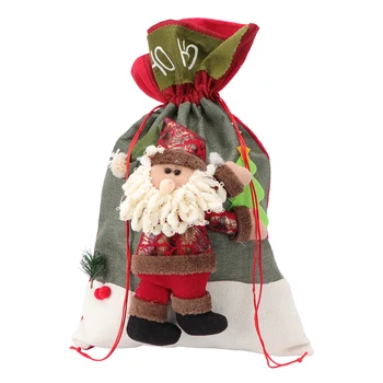 

1pc Santa Claus Patterned Pouch Candy Bag Festival Gift Holder Olive Green