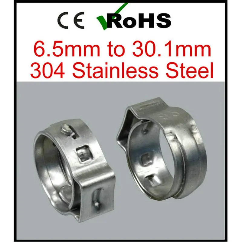 50pcs Single Ear Hose Clamp Ss304 Mini Clamps Stainless Steel Hose