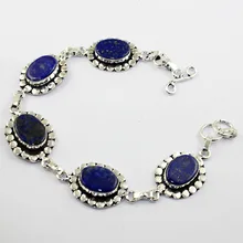 Браслет из лазурита Серебряная накладка над медью, 20,8 см, B1443