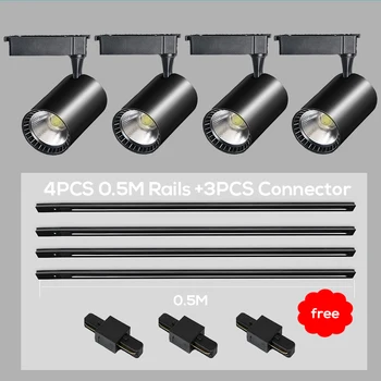 

Pistas Whole Set Led Track Lights 20/30/40W COB Track Lamps for Shop Rail Aluminum Spotlights for Clothing Store Track Lighting