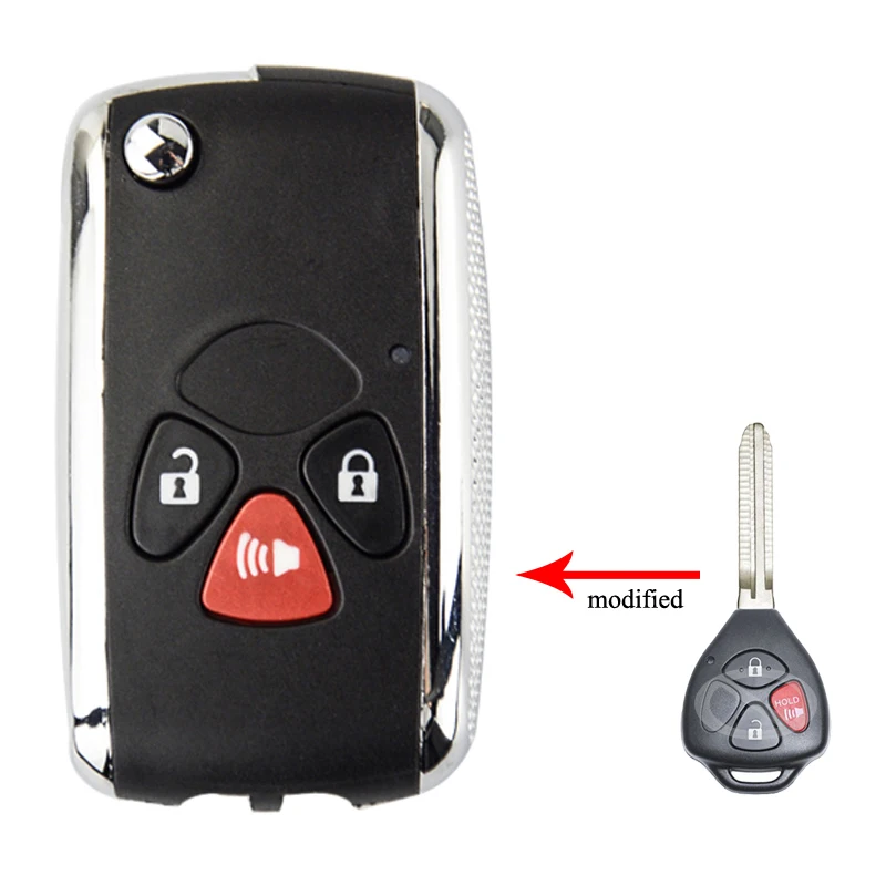 Модифицированный чехол брелок Keyecu для Toyota Yaris Prado Tarago Camry Corolla RAV4 Hilux Vitz Aqua Reiz Crown Avalon