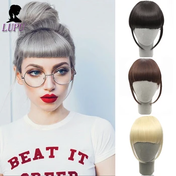 

LUPU Black Brown Short Striaght Fringe Front Bangs Synthetic False Hair Extensions Clip In Hairpieces High Temperture Fiber