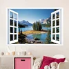 3D Simulation Fake Window Wallpaper Lake Landscape Mountain Clouds Wall Stickers Home Decor Bedroom Living Room PVC Art Mural ► Photo 2/6