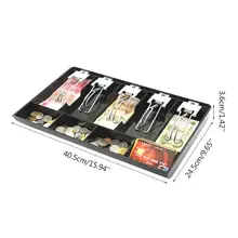 9 сетки черный пластик Монета коробка для хранения денег банкнот лоток Органайзер с 5 съемными металлическими зажимами D08B