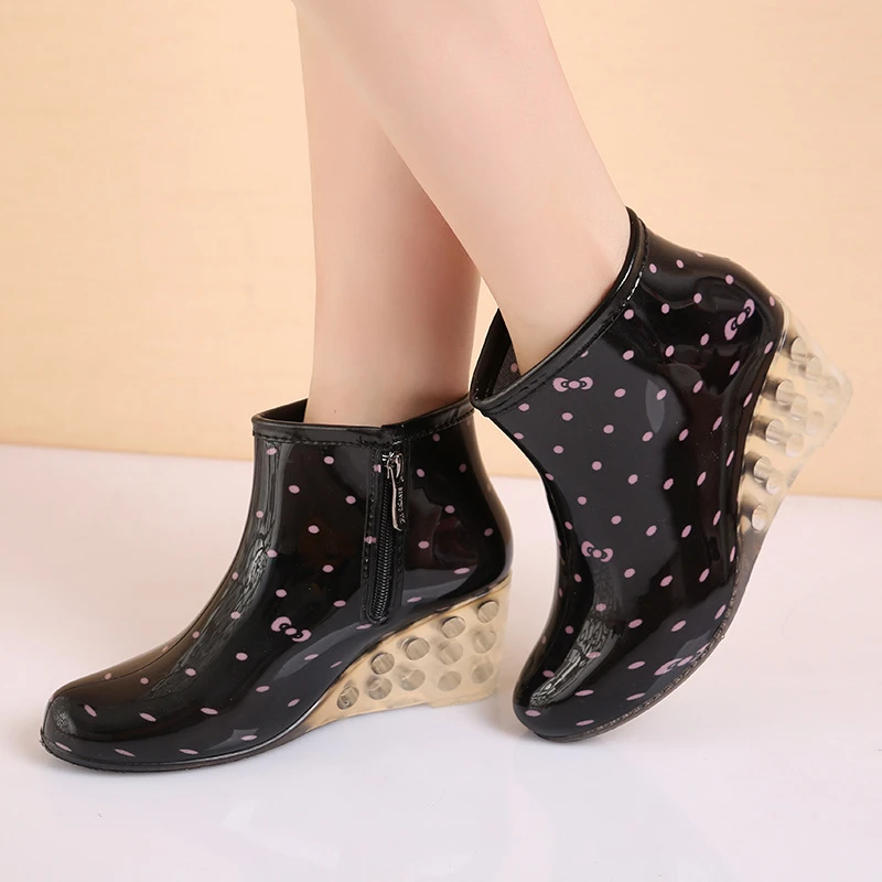 Rubber Boots Women Rain Print Leopard Rain Boots Women Women Wedge