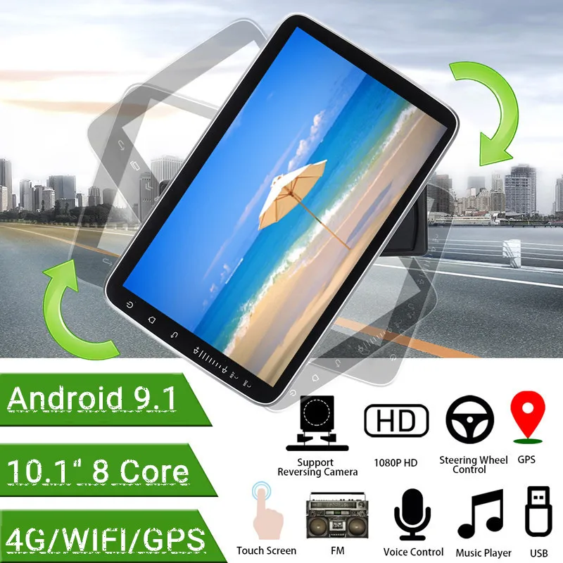 Автомагнитола 1DIN на Android 10 1 мультимедийный видеоплеер 9 дюйма + 16 ГБ 4G/Wi Fi GPS