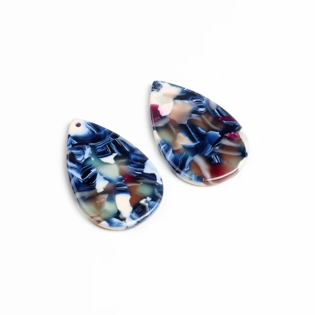 10pcs Tortoise shell acetate acrylic light blue semicircle charm pendant jewelry earrings findings supplies 48*30mm 1095P