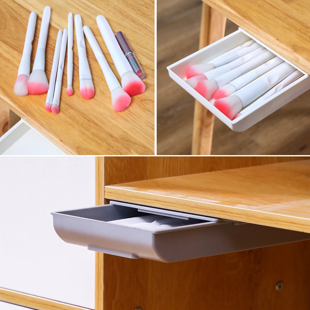 Self Stick Pencil Tray Desk Table Storage Drawer Organizer L0Z Box Under W8V0