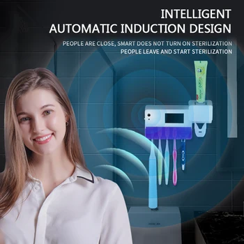 

HOT!!! Electric Toothbrush Holder Ultraviolet Sterilizer Bath Storage Organiser Wall-mounted Storage Box Sterilization Shelf