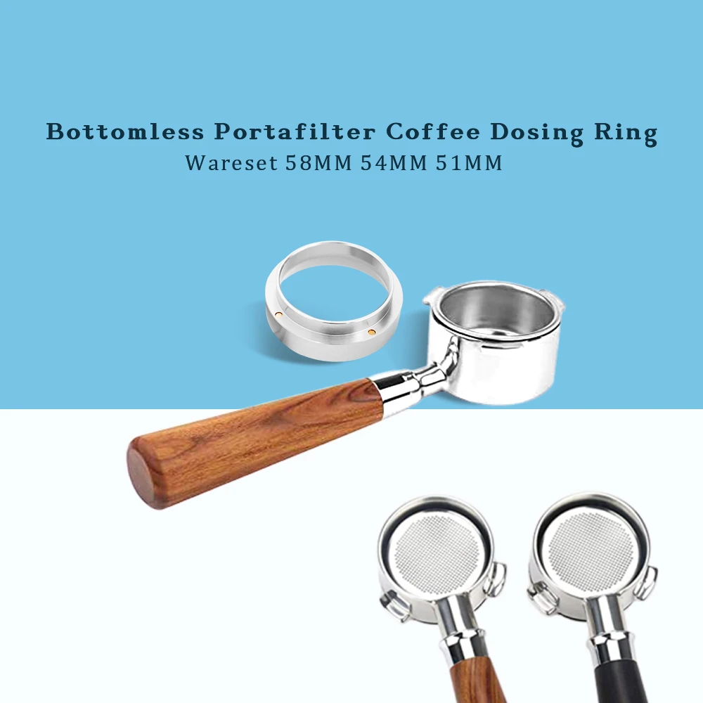 51/54/58mm Stainless Steel Bottomless Portafilter Coffee Espresso Machine Handle Dosing Ring With Magnet Wareset For Delonghi