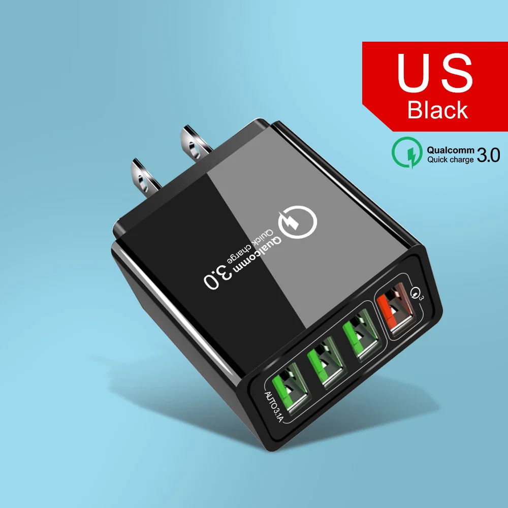 Black 4 Port US Marjay зарядное устройство 48 Вт быстрое зарядное устройство 3,0 4,0 USB Cherger 4 порта Быстрая зарядка мобильного телефона зарядное устройство для iphone samsung S10 Xiaomi huawei - Тип штекера: Black 4 Port US