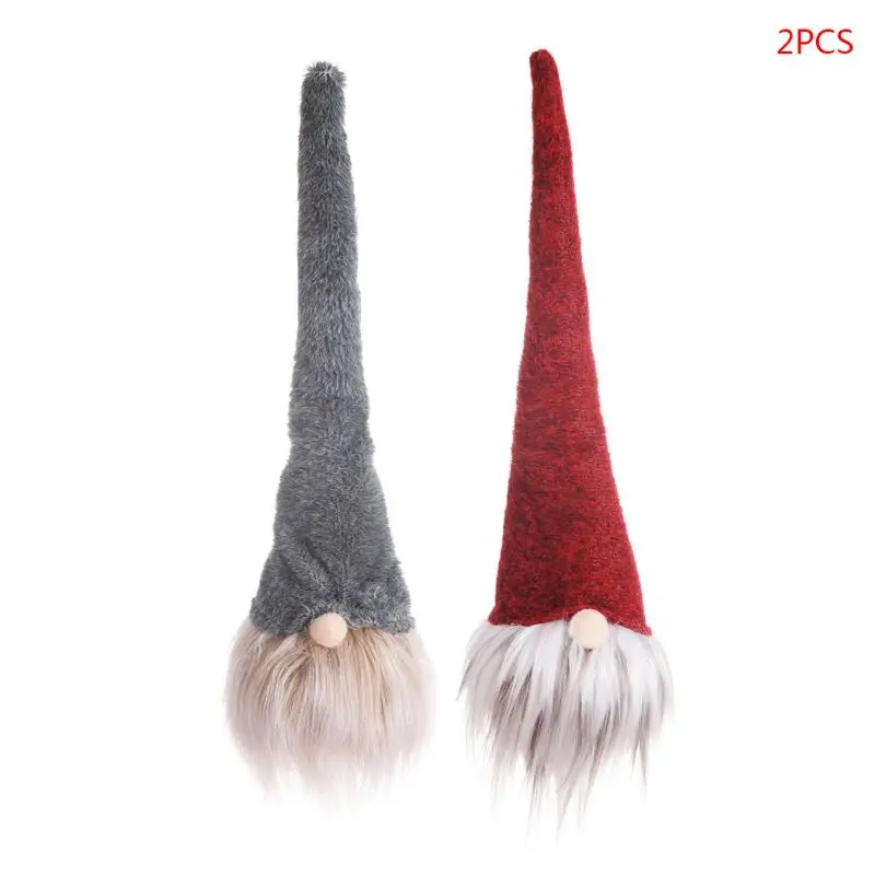 

2pcs/set Christmas Long Hat Swedish Santa Gnome Plush Doll Ornament Handmade Elf