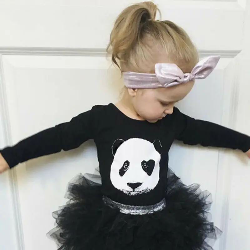 Toddler Baby Kids Boys Girls Clothes Panda Printed Long Sleeve Sweatshirts Top Winter Autumn Black Grey Casual Pullovers