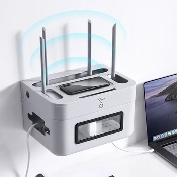 

Plastic Wifi Box Router Storage Box Separate Wall Hanging Shelf for Router Cable Organizer Power Charger Storage Organizer Rack