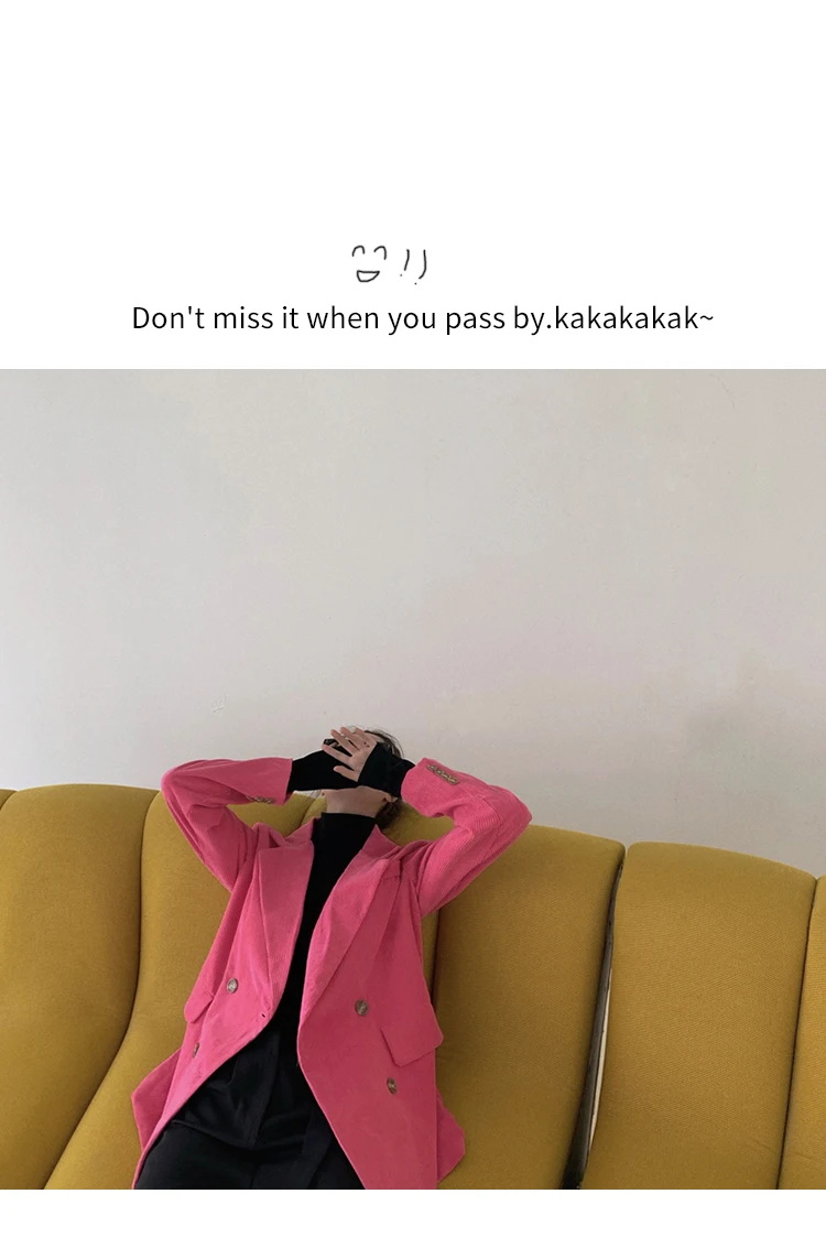 Heydress шикарный вельветовый Женский блейзер свободный двубортный пиджак женский костюм пальто женская верхняя одежда blaser femininas