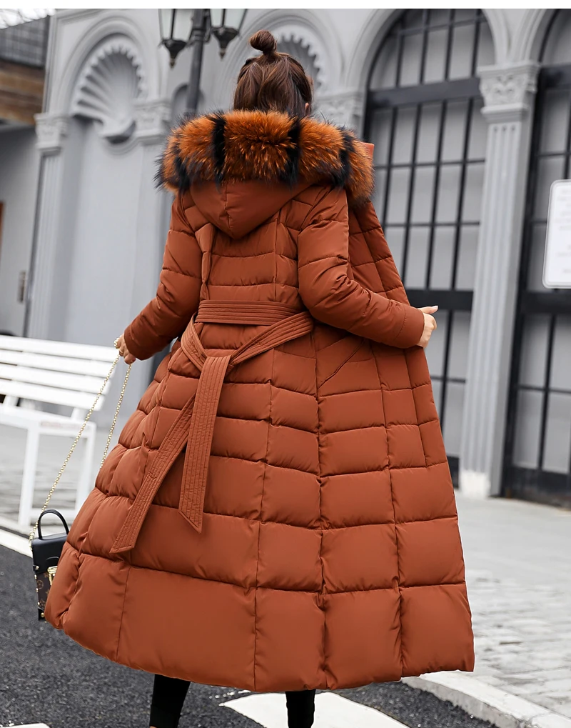 Новинка, Модная приталенная Женская одежда, женская зимняя Толстая теплая хлопковая куртка, Женская длинная куртка на коленях