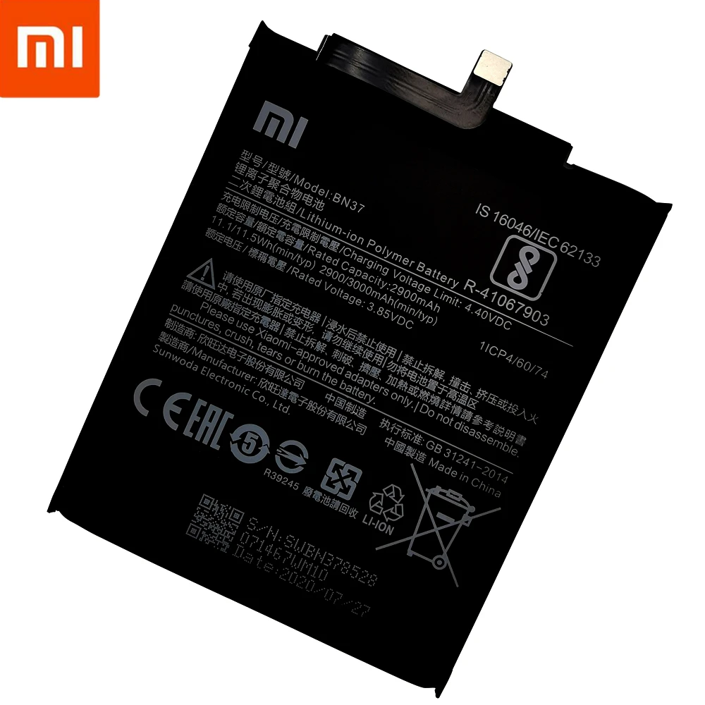 Оригинальный аккумулятор Xiao Mi BN37 3000 мАч для Xiaomi Redmi 6 Redmi6 6A высококачественные