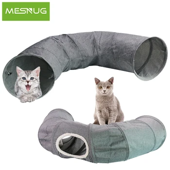 

MESNUG Collapsible Cat Tunnel With Peek Hole Durable Portable Kitten Toys Interactive Game 3 Openings Pet Exercise Training